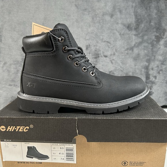 Hi-Tec Reznor Soft Toe Boots Black Ankle Workwear 6in Casual Mens Size 8.5 New - Picture 1 of 12